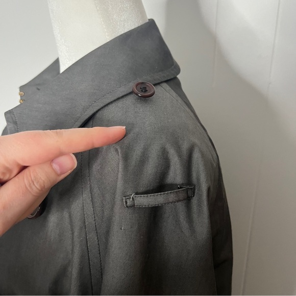 Vintage Burberrys London 100% Cotton Grey Trench Coat Double Breasted Women's XL - Picture 13 of 15